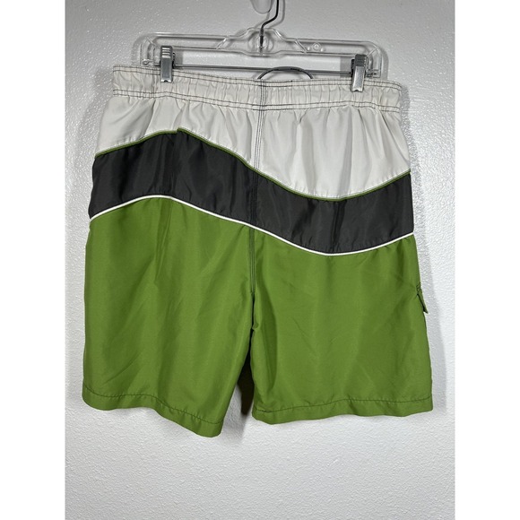 Free Country Swim Shorts Mens Medium Green Black White Aqua Tech Boardshorts - Picture 2 of 7